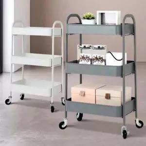 로크 3단 이동식트롤리 선반트레이 이동철제 수납바퀴 이동식선반 틈새수납 국민트롤리