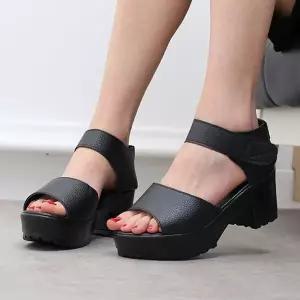 키높이 여성 7cm통굽 스트랩 샌들 W91D816