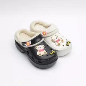 /베리콕 여성 통굽 겨울슬리퍼 EVA 가벼운 곰돌이 털샌들
