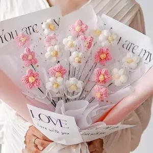 뜨개 꽃다발 재료 뜨개질 꽃 DIY/6색 코바늘 니트 조화꽃 조화장식