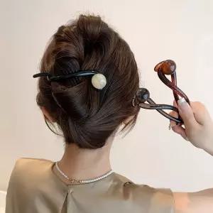 올림머리 트위스트 마블장식 고급 집게핀 클립머리핀 빅사이즈집게핀