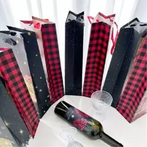 (가디언블루) 크리스마스 와인쇼핑백 종이가방 (블랙) 포장종이가방 선물백