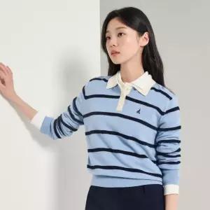 빈폴 레이디스 럭비 스트라이프 풀오버 - 스카이 블루 BF5951C07Q 366345