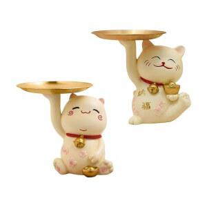 저장 트레이와 고양이 동상 수지 입상 잡화 컨테이너 데스크 주최자 웨딩 테이블 장식 선물을위한 사탕 접시