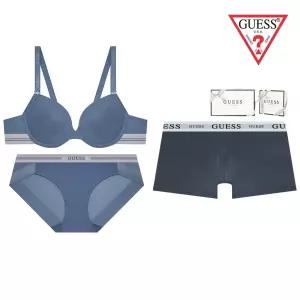 게스 언더웨어 선물포장쇼핑백 그레이블루 커플속옷세트 OEWBR191BP191DR163DBU