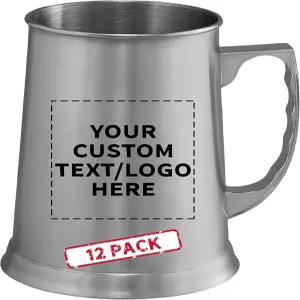 맞춤형 스테인리스 스틸 맥주 스타인 머그잔 13.5온스. 12개 세트 벌크 팩 - 레스토랑 양조장 펍 실버