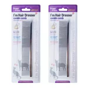 강아지 듀얼 콤빗 2P 애견 일자빗 털관리 브러쉬 위생 반려묘그루밍