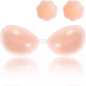 Cbthet Sticky Bra - 여성 스트랩리스 백리스 푸시업 니플 커버가 있는 보이지 않는 실리콘 브라