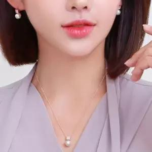14K 클라라 진주 금 목걸이 금침 귀걸이 주얼리 세트 W7F72D1