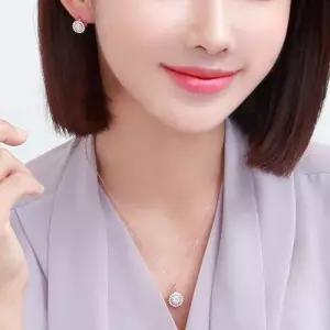 14K 썬플라워 금 목걸이 금침 귀걸이 주얼리 세트 W7F72E3