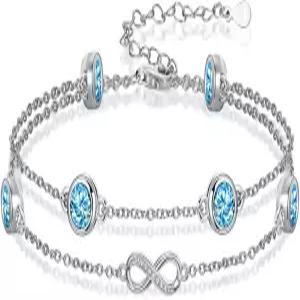 여성 팔찌/발찌 925 스털링 실버 탄생석 팔찌 생일 조절식 발찌 주얼리 선물