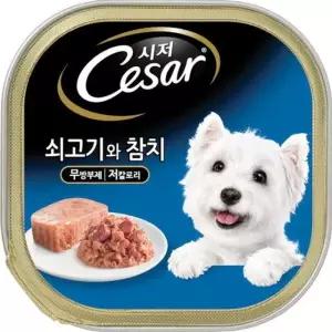 시저캔 강아지간식 습식간식 쇠고기와참치 100g 강아지간식 습식간식