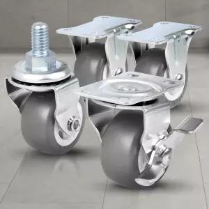 무소음리어카에어 브레이크고하중앵글 1.5인치회색고무 4개 바퀴캐스터