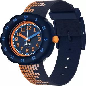 Flik Flak 남녀공용 캐주얼 블루 바이오 기반 쿼츠 방수 사운드스케이프 시계