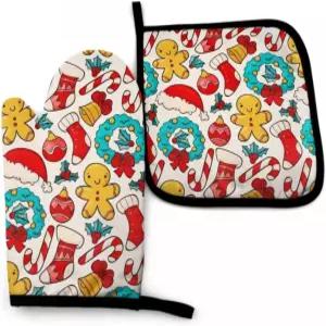 온마이제이에프디 오븐 미트 냄비 홀더 세트 내열 논슬립 주방 요리 바비큐 베이킹