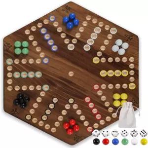 20 나무 패스트 트랙 보드게임 오리지널 와후 6인용과 4인용 마블과 주사위 번트 컬러 보드 마블