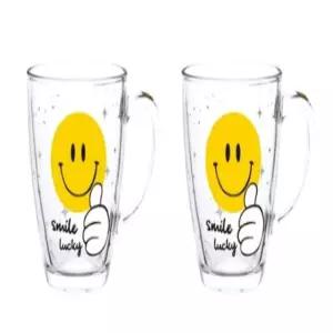 엄지척 스마일 머그컵 유리컵 유리잔 물컵 2P (WFK8ZBH)