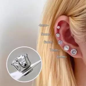 1쌍 자석 큐빅 귀걸이 귀안뚫는 페이크 피어싱 귀찌 귀걸이 은 귀걸이