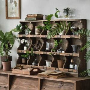 선반장 엔틱 오래된삼나무선반9칸 원목찬장 진열장 다기장 컵보드 커피잔 찻 컵 우드 인테리어