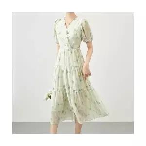 여자 예쁜 쉬폰 원피스 여름 프렌치 로맨틱 스위트 프린트 롬퍼 드레스 SPO마켓5