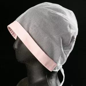 핑크띠 망사두건 망사캡 라운드캡 조리사모자 급식실 머리스카프