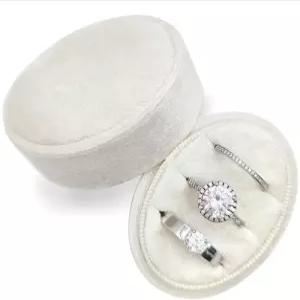 베아틸로그 벨벳 타원형 링 박스 3 슬롯 - 프로포즈 약혼 결혼식 크리스마스 프리미엄 웨딩 쓰리 홀더