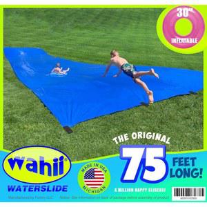 와히 워터슬라이드 - 오리지널 자이언트 75피트 길이의 뒷마당 가족 잔디 워터 슬라이드 - 풍선 라이더 포함 - 성인 및 청소년 슈퍼 슬립 앤 슬라이드. 자이언트 블루 워터 슬라이드