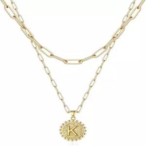 여성용 우르스틸 레이어드 이니셜 목걸이 14K 금도금 다인티 레이어링 페이퍼클립 체인 주얼리용