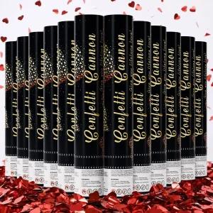 발렌타인데이 약혼 결혼식 기념일 신부 샤워 학사 축하 레드 하트 색종이 대포 12팩 메탈릭 티슈 포함