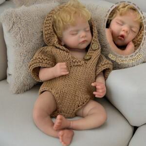 몽테조이 18인치 오픈 입 소녀 샘 전신 실리콘 리본 베이비돌 (뿌리 머리카락 ) 인형 장난감 바디