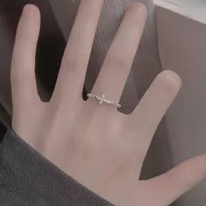 데일리 십자가 큐빅 사이즈 조절 실버 묵주반지 묵주반지 카리나묵주반지