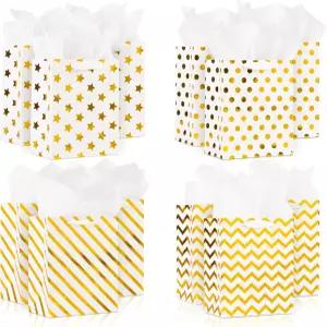 파세오타 12세트 티슈 페이퍼 카드 봉투 스티커가 포함된 작은 선물주머니 생일 결혼식 베이비샤워 여행