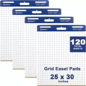 코믹스 그리드 스티키 이젤 패드 교사용 25 x 30 인치 플립 차트 오피스 스쿨용 대형 셀프 노트 장/패드 4