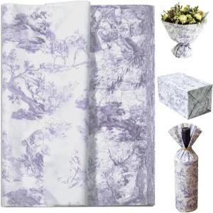 WANRSUDY 선물주머니용 프렌치 빈티지 플로럴 티슈 페이퍼 - 플라워 포장지 크리스마스 결혼식 생일 장식용