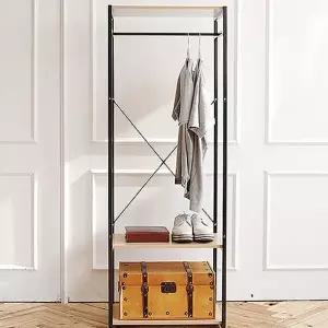 조립식 행거 60센치 자립형 드레스 철제 행거 선반 모자걸이 정리대 보관함 수납장 튼튼한 원목 침실