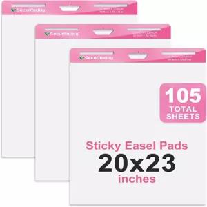 Securitoday Sticky Easel Pad - 교사용 20 x 23인치 플립 차트 용지 초강력 접착력 출혈 방지 사무실 학교