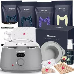 실리콘 냄비가 있는 남성용 코 귀용 맥스펄 제모 왁싱 키트 - 원치 않는 거친 남성 체모를 위한 콧수염