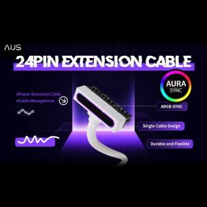 AIJS ATX 24PIN 연장 케이블  5V 3핀이 있는 ARGB PC 18AWG 90도 직각 디자인 M용 남성-여성 커넥터