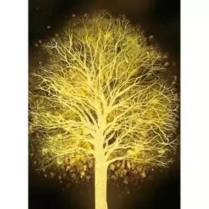 보석십자수 3D 행운의 나무 원형 황금빛 50X70