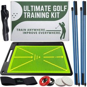 [미국배송] 디봇 보드 골프 그립 트레이너 스윙 얼라인먼트 스틱 포함 6-IN-1 트레이닝 보조 | 남녀 액세서리 실내 및 실외 타격 매트 연습
