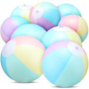 미니 인플랫 24개 풍선 비치볼 벌크 파스텔 컬러 점보 빅 마카롱 여름 수영장 물놀이 파티용 (8인치)