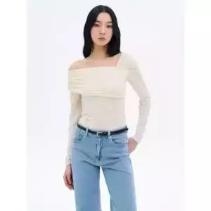 에잇세컨즈 8seconds 어깨 셔링 티셔츠 아이보리