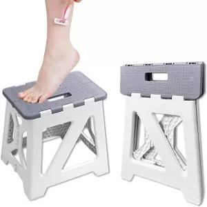 다리 면도용 샤워 스툴 1팩 발 받침대 접이식 스텝으로 면도 내부 샤워용 작은 방수 플라스틱 코너 그레이