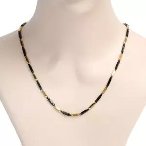 써지컬스틸 대나무 골드+블랙 콤비 체인목걸이 체인목걸이 써지컬스틸