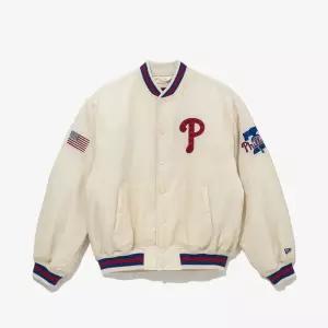 뉴에라 MLB 필라델피아 필리스 어센틱 스타디움 재킷 아이보리