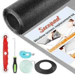 Secopad 창문 스크린 도어 수리 키트 59인치 x 159인치 메쉬 교체 내구성이 뛰어난 유리 섬유 롤 문 파티오 및 현관 도구 검은색