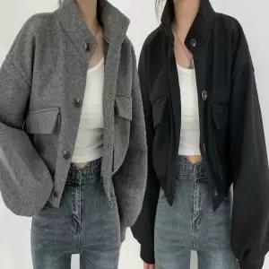 여자 크롭 하프넥 겨울 자켓 코트 가오리 숏 아우터