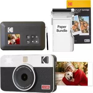 KODAK 미니 샷 2 레트로 4PASS 2-in-1 인스턴트 디지털 카메라 및 포토 프린터(2.1x3.4 인치) 초기 8장 +