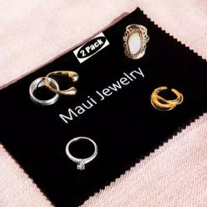 은 금 백금을 위한 마우이 주얼리 연마 천 (6 x 8 인치) (2 팩) 부드러운 극세사로 만든 클리너 천이