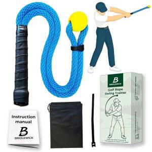 [미국배송] 브리들윅 - 골프 로프 스윙 트레이너 옐로우 볼이 있는 웨이트 로프 속도 템포 리듬 및 근력 향상 실내/외 트레이닝 보조 도구(매뉴얼 가방 포함) 남녀용